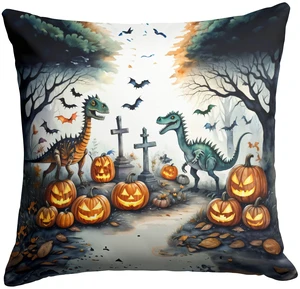 Dinosaurs Spooky Halloween Throw Pillow Machine Washable, Indoor Outdoor Decorative Pillow for Couch, Bed or Patio, 18Hx18W Dinosaurs Spooky Halloween Throw Pillow Machine Washable, Indoor Outdoor Decorative Pillow for Couch, Bed or Patio, 18Hx18W