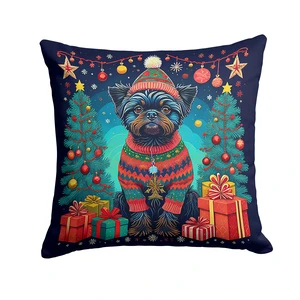 Affenpinscher Christmas Throw Pillow Machine Washable, Indoor Outdoor Decorative Pillow for Couch, Bed or Patio, 18Hx18W Affenpinscher Christmas Throw Pillow Machine Washable, Indoor Outdoor Decorative Pillow for Couch, Bed or Patio, 18Hx18W