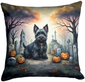 Scottish Terrier Spooky Halloween Throw Pillow Machine Washable, Indoor Outdoor Decorative Pillow for Couch, Bed or Patio, 18Hx18W Scottish Terrier Spooky Halloween Throw Pillow Machine Washable, Indoor Outdoor Decorative Pillow for Couch, Bed or Patio, 18Hx18W