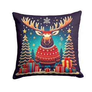 Moose Christmas Throw Pillow Machine Washable, Indoor Outdoor Decorative Pillow for Couch, Bed or Patio, 18Hx18W Moose Christmas Throw Pillow Machine Washable, Indoor Outdoor Decorative Pillow for Couch, Bed or Patio, 18Hx18W