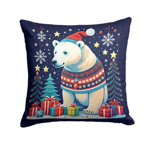 Polar Bear Christmas Throw Pillow Machine Washable, Indoor Outdoor Decorative Pillow for Couch, Bed or Patio, 18Hx18W Polar Bear Christmas Throw Pillow Machine Washable, Indoor Outdoor Decorative Pillow for Couch, Bed or Patio, 18Hx18W