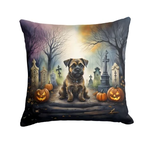 Border Terrier Spooky Halloween Throw Pillow Machine Washable, Indoor Outdoor Decorative Pillow for Couch, Bed or Patio, 18Hx18W Border Terrier Spooky Halloween Throw Pillow Machine Washable, Indoor Outdoor Decorative Pillow for Couch, Bed or Patio, 18Hx18W