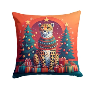 Cheetah Christmas Throw Pillow Machine Washable, Indoor Outdoor Decorative Pillow for Couch, Bed or Patio, 18Hx18W Cheetah Christmas Throw Pillow Machine Washable, Indoor Outdoor Decorative Pillow for Couch, Bed or Patio, 18Hx18W
