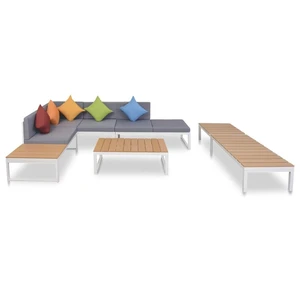 5 Piece Garden Lounge Set with Cushions Aluminium and WPC 5 Piece Garden Lounge Set with Cushions Aluminium and WPC