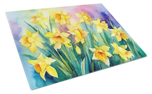 NEW Daffodils in Watercolor Glass Cutting Board Decorative Tempered Glass Kitchen Cutting and Serving Board Large Size Chopping NEW Daffodils in Watercolor Glass Cutting Board Decorative Tempered Glass Kitchen Cutting and Serving Board Large Size Chopping