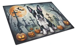 NEW Boston Terrier Spooky Halloween Glass Cutting Board Decorative Tempered Glass Kitchen Cutting and Serving Board Large Size C