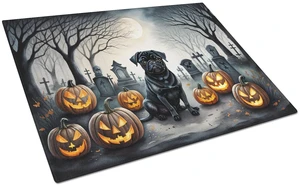NEW Black Pug Spooky Halloween Glass Cutting Board Decorative Tempered Glass Kitchen Cutting and Serving Board Large Size Choppi NEW Black Pug Spooky Halloween Glass Cutting Board Decorative Tempered Glass Kitchen Cutting and Serving Board Large Size Choppi