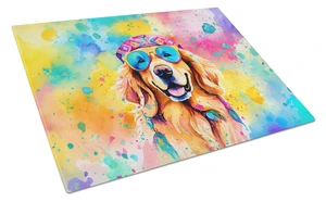 NEW Golden Retriever Hippie Dawg Glass Cutting Board Decorative Tempered Glass Kitchen Cutting and Serving Board Large Size Chop NEW Golden Retriever Hippie Dawg Glass Cutting Board Decorative Tempered Glass Kitchen Cutting and Serving Board Large Size Chop
