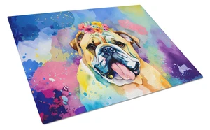 NEW English Bulldog Hippie Dawg Glass Cutting Board Decorative Tempered Glass Kitchen Cutting and Serving Board Large Size Chopp NEW English Bulldog Hippie Dawg Glass Cutting Board Decorative Tempered Glass Kitchen Cutting and Serving Board Large Size Chopp
