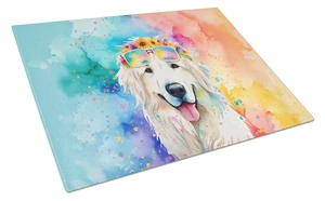 NEW Great Pyrenees Hippie Dawg Glass Cutting Board Decorative Tempered Glass Kitchen Cutting and Serving Board Large Size Choppi