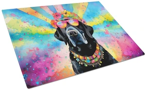 NEW Black Labrador Hippie Dawg Glass Cutting Board Decorative Tempered Glass Kitchen Cutting and Serving Board Large Size Choppi NEW Black Labrador Hippie Dawg Glass Cutting Board Decorative Tempered Glass Kitchen Cutting and Serving Board Large Size Choppi