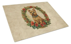 NEW Norwich Terrier Christmas Flowers Glass Cutting Board Decorative Tempered Glass Kitchen Cutting and Serving Board Large Size