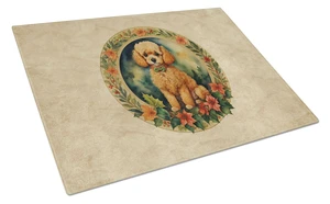 NEW Poodle Christmas Flowers Glass Cutting Board Decorative Tempered Glass Kitchen Cutting and Serving Board Large Size Chopping