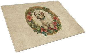 NEW Sealyham Terrier Christmas Flowers Glass Cutting Board Decorative Tempered Glass Kitchen Cutting and Serving Board Large Siz