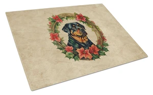 NEW Rottweiler Christmas Flowers Glass Cutting Board Decorative Tempered Glass Kitchen Cutting and Serving Board Large Size Chop