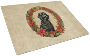 NEW FlatCoated Retriever Christmas Flowers Glass Cutting Board Decorative Tempered Glass Kitchen Cutting and Serving Board Larg