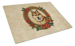 NEW Akita Christmas Flowers Glass Cutting Board Decorative Tempered Glass Kitchen Cutting and Serving Board Large Size Chopping
