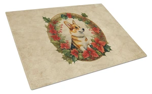 NEW Corgi Christmas Flowers Glass Cutting Board Decorative Tempered Glass Kitchen Cutting and Serving Board Large Size Chopping