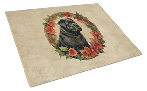 NEW Bouvier des Flandres Christmas Flowers Glass Cutting Board Decorative Tempered Glass Kitchen Cutting and Serving Board Large