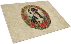NEW Entlebucher Mountain Dog Christmas Flowers Glass Cutting Board Decorative Tempered Glass Kitchen Cutting and Serving Board L