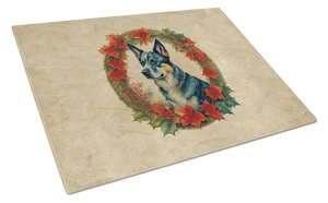 NEW Australian Cattle Dog Christmas Flowers Glass Cutting Board Decorative Tempered Glass Kitchen Cutting and Serving Board Larg