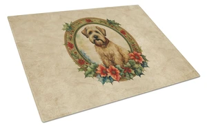 NEW Wheaten Terrier Christmas Flowers Glass Cutting Board Decorative Tempered Glass Kitchen Cutting and Serving Board Large Size