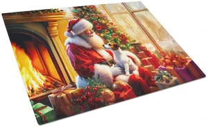 NEW Jack Russell Terrier and Santa Claus Glass Cutting Board Decorative Tempered Glass Kitchen Cutting and Serving Board Large S