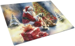 NEW Cairn Terrier and Santa Claus Glass Cutting Board Decorative Tempered Glass Kitchen Cutting and Serving Board Large Size Cho