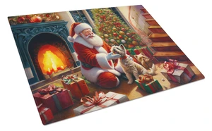 NEW Cairn Terrier and Santa Claus Glass Cutting Board Decorative Tempered Glass Kitchen Cutting and Serving Board Large Size Cho