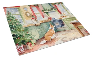 NEW Corgi Christmas Cookies Glass Cutting Board Decorative Tempered Glass Kitchen Cutting and Serving Board Large Size Chopping