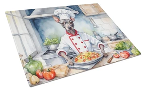 NEW American Hairless Terrier The Chef Glass Cutting Board Decorative Tempered Glass Kitchen Cutting and Serving Board Large Siz NEW American Hairless Terrier The Chef Glass Cutting Board Decorative Tempered Glass Kitchen Cutting and Serving Board Large Siz