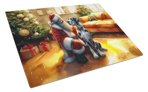 NEW Great Dane and Santa Claus Glass Cutting Board Decorative Tempered Glass Kitchen Cutting and Serving Board Large Size Choppi