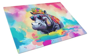 Hippie Animal Hippopotamus Glass Cutting Board Decorative Tempered Glass Kitchen Cutting and Serving Board Large Size Chopping B Hippie Animal Hippopotamus Glass Cutting Board Decorative Tempered Glass Kitchen Cutting and Serving Board Large Size Chopping B