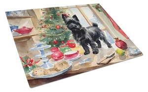Cairn Terrier Christmas Cookies Glass Cutting Board Decorative Tempered Glass Kitchen Cutting and Serving Board Large Size Chopp