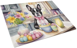 NEW Decorating Easter Boston Terrier Glass Cutting Board Decorative Tempered Glass Kitchen Cutting and Serving Board Large Size NEW Decorating Easter Boston Terrier Glass Cutting Board Decorative Tempered Glass Kitchen Cutting and Serving Board Large Size