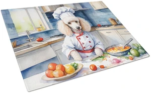 NEW White Poodle The Chef Glass Cutting Board Decorative Tempered Glass Kitchen Cutting and Serving Board Large Size Chopping Bo