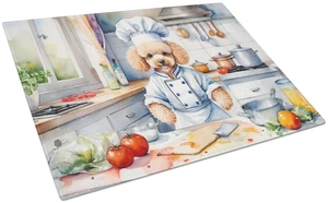 Poodle The Chef Glass Cutting Board Decorative Tempered Glass Kitchen Cutting and Serving Board Large Size Chopping Board