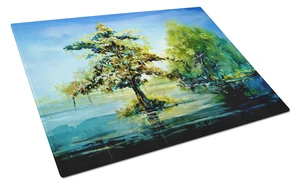 NEW Cypress Tree in the Bayou Blue Glass Cutting Board Decorative Tempered Glass Kitchen Cutting and Serving Board Large Size Ch NEW Cypress Tree in the Bayou Blue Glass Cutting Board Decorative Tempered Glass Kitchen Cutting and Serving Board Large Size Ch