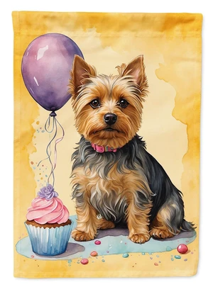 Silky Terrier Happy Birthday Garden Flag Mailbox Flag Decorative Yard Flag Banner Outside Patio Artwork Yard Flower Beds, Garden