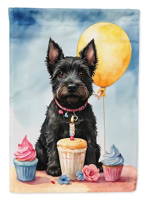 Scottish Terrier Happy Birthday Garden Flag Mailbox Flag Decorative Yard Flag Banner Outside Patio Artwork Yard Flower Beds, Gar