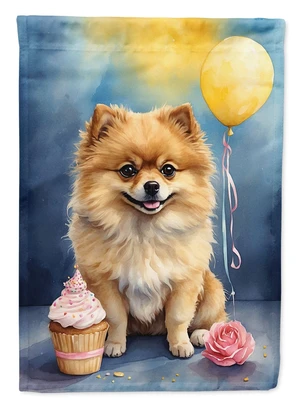 Pomeranian Happy Birthday Garden Flag Mailbox Flag Decorative Yard Flag Banner Outside Patio Artwork Yard Flower Beds, Garden Si