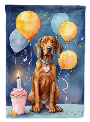 Redbone Coonhound Happy Birthday Garden Flag Mailbox Flag Decorative Yard Flag Banner Outside Patio Artwork Yard Flower Beds, Ga