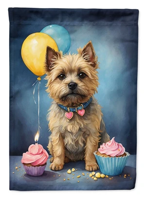 Cairn Terrier Happy Birthday Garden Flag Mailbox Flag Decorative Yard Flag Banner Outside Patio Artwork Yard Flower Beds, Garden