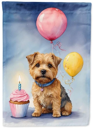 Norfolk Terrier Happy Birthday Garden Flag Mailbox Flag Decorative Yard Flag Banner Outside Patio Artwork Yard Flower Beds, Gard