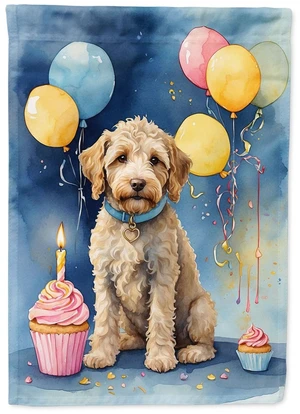 Labradoodle Happy Birthday Garden Flag Mailbox Flag Decorative Yard Flag Banner Outside Patio Artwork Yard Flower Beds, Garden S