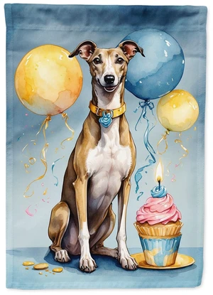 Greyhound Happy Birthday Garden Flag Mailbox Flag Decorative Yard Flag Banner Outside Patio Artwork Yard Flower Beds, Garden Siz