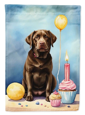 Chocolate Labrador Retriever Happy Birthday Garden Flag Mailbox Flag Decorative Yard Flag Banner Outside Patio Artwork Yard Flow