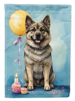 Norwegian Elkhound Happy Birthday Garden Flag Mailbox Flag Decorative Yard Flag Banner Outside Patio Artwork Yard Flower Beds, G