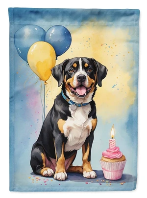 Entlebucher Mountain Dog Happy Birthday House Flag Large Porch Sleeve Pole Decorative Outside Yard Banner Artwork Wall Hanging,