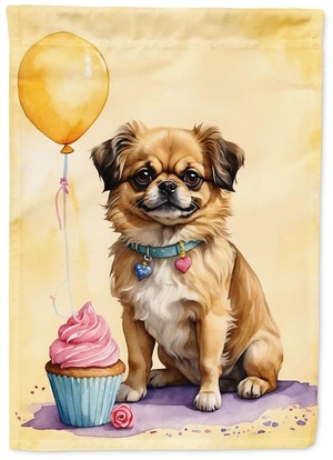 Tibetan Spaniel Happy Birthday Garden Flag Mailbox Flag Decorative Yard Flag Banner Outside Patio Artwork Yard Flower Beds, Gard